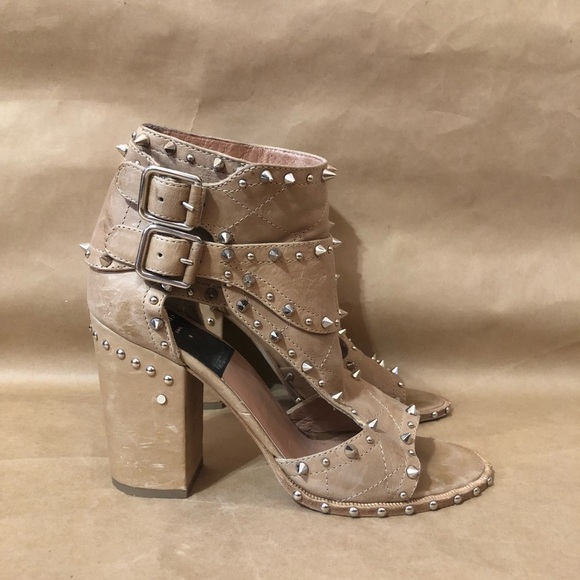 Laurence Dacade Deric Leather Studded Spike Quilted Cutout Block Heel Bootie 8.5 - Picture 5 of 16